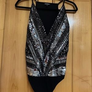 Express Black Sequin Top